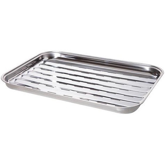 Allgrill Barquette en acier inoxydable 34 x 24 x 2,5 cm pour éviter les feux de graisse