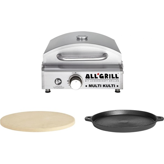 AllGrill Multi-Kulti Set 1 incl. pierre à pizza et plaque de gril en fonte
