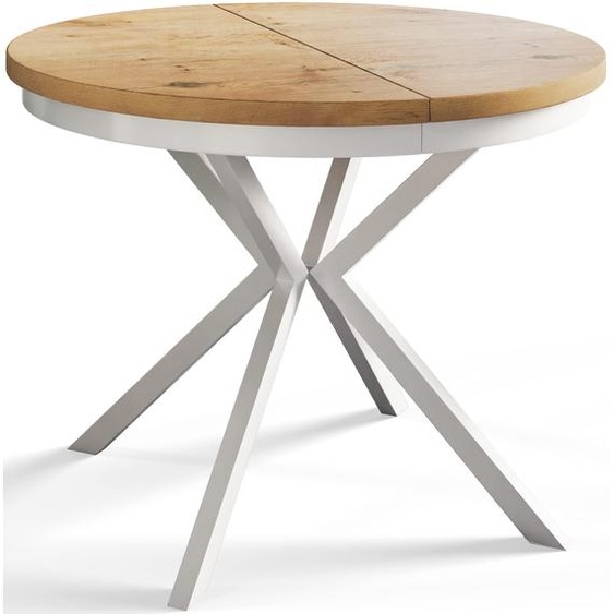 alpimeble Lancelot Table ronde 90 cm/170 cm Montagne, Table pliante, Table de cuisine, Table à manger, Table à manger, Table de salon, Table de chambre, Table moderne, Pieds en métal blancs,