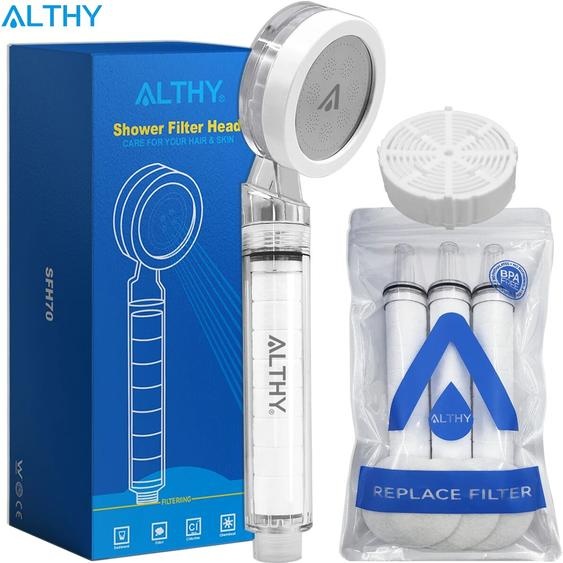 ALTHY – pomme de douche à main haute pression SPA, filtre à eau, réduit le chlore et les métaux lourds, améliore la peau sèche, les pellicules des cheveux, leczéma