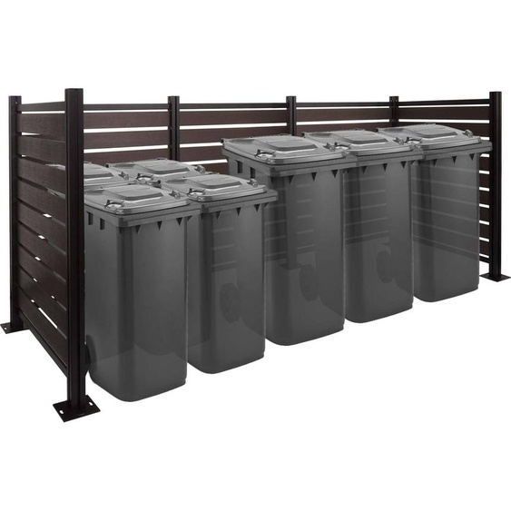 Alu clôtures pour poubelles HWC-K57, habillage pour poubelles, aspect bois extensible 130x300x110cm ~ anthracite