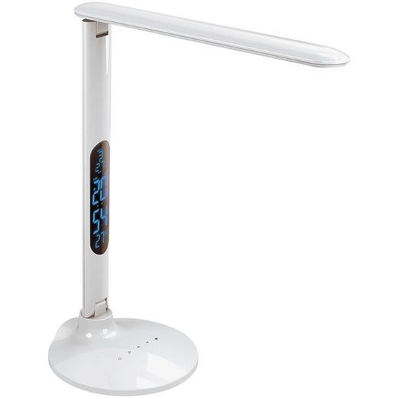 Aluminor Lampe de bureau Success - Led intégrée - 10W - Bras et tête articulés - Ecran digital - Blanc