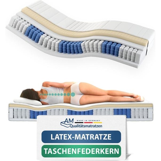 AM Qualitätsmatratzen | Matelas à ressorts ensachés en latex 90x200 cm - H3 - Fabriqué en Allemagne