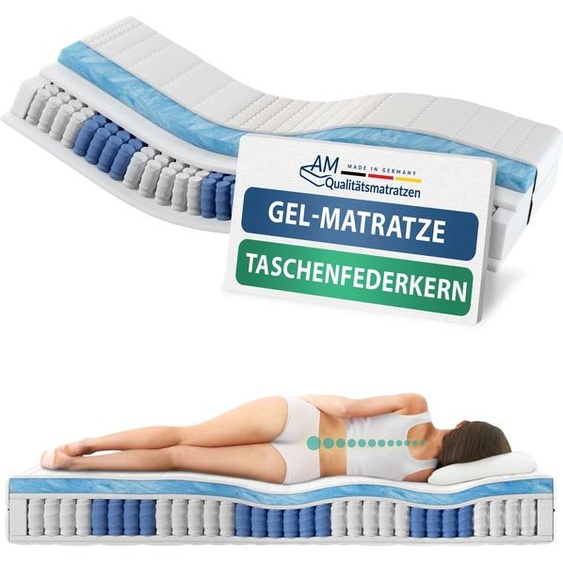 AM Qualitätsmatratzen | Matelas à ressorts ensachés en mousse gel 90x200 cm - H3 - Fabriqué en Allemagne