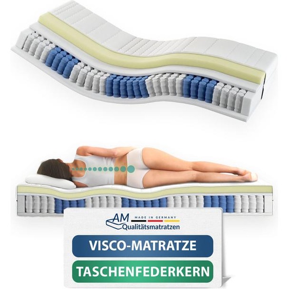 AM Qualitätsmatratzen | Matelas à ressorts ensachés viscoélastique 80x200 cm - H2 - Fabriqué en Allemagne