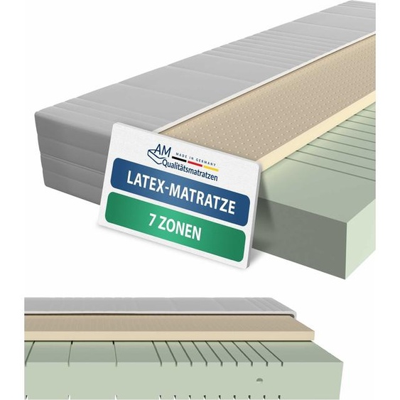 AM Qualitätsmatratzen | Matelas en latex 140x200 cm | H3 | Matelas de haute qualité avec revêtement en latex de 4 cm | 20 cm dépaisseur | Fabriqué en Allemagne | 140 x 200 cm