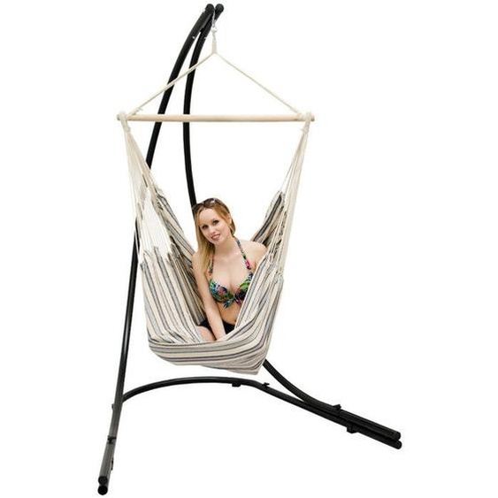 AMANKA Support Hamac 210cm avec Chaise Suspendu XXL Fauteuil Pivotant 360° SKU: 15989-014