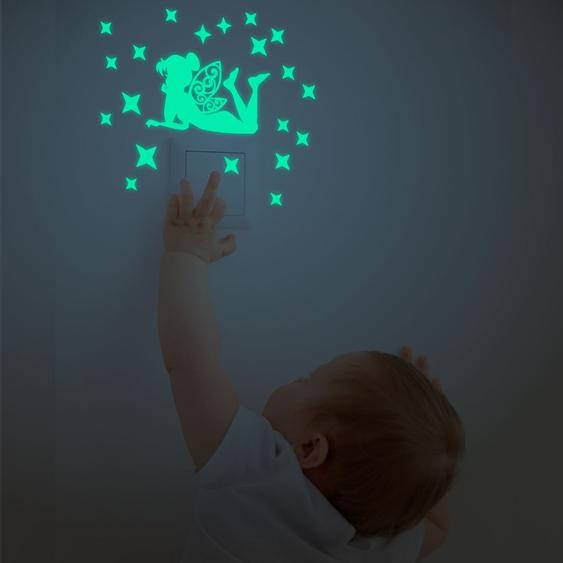 Ambiance-sticker Pack de 2 stickers prises phosphorescents fées et étoiles