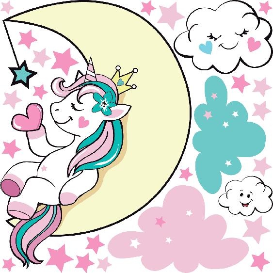 Ambiance-sticker Sticker licorne princesse aux pays des rêves