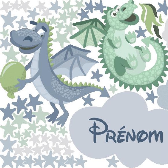 Ambiance-sticker Sticker personnalisé prénom dinosaures bleu et vert