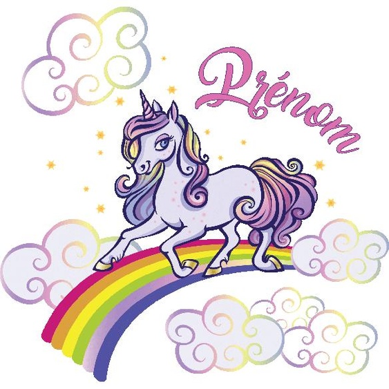 Ambiance-sticker Sticker prénom personnalisable licorne arc en ciel