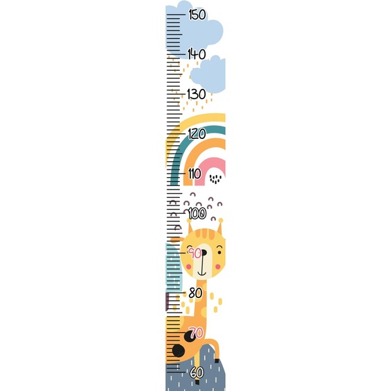 Ambiance-sticker Sticker toise girafe et arc-en-ciel