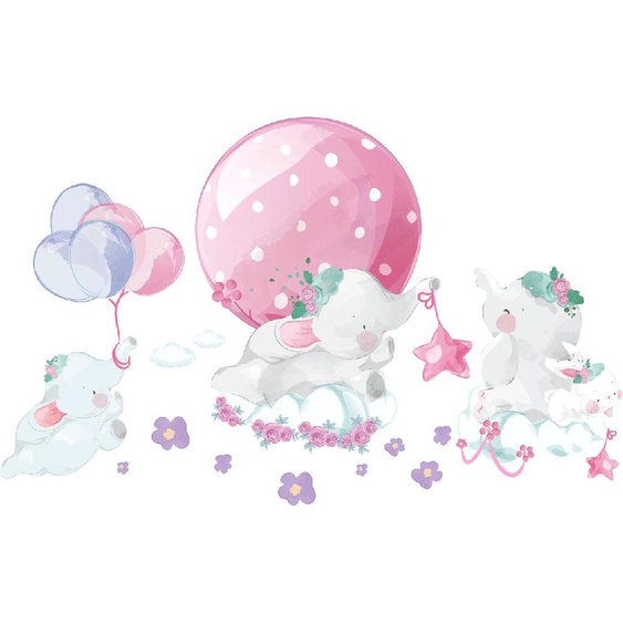 Ambiance-sticker Stickers animaux éléphants et les ballons magiques