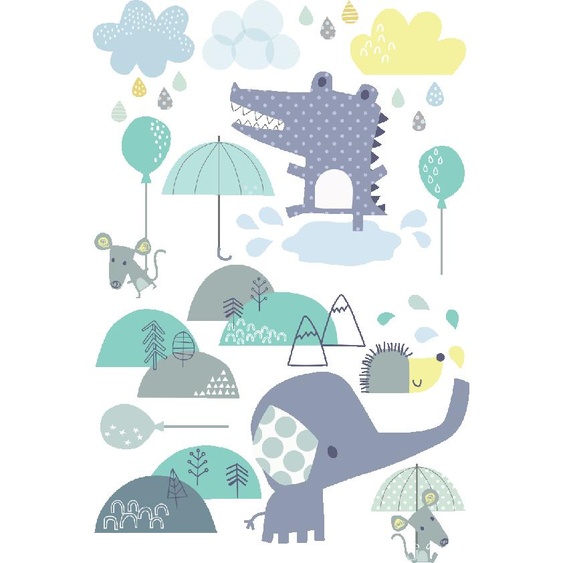Ambiance-sticker Stickers animaux et les parapluies magiques