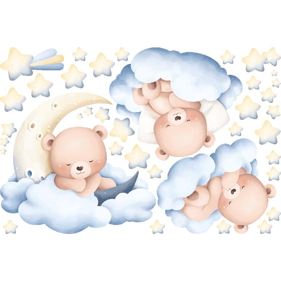 Ambiance-sticker Stickers animaux oursons rêveurs dans les nuages