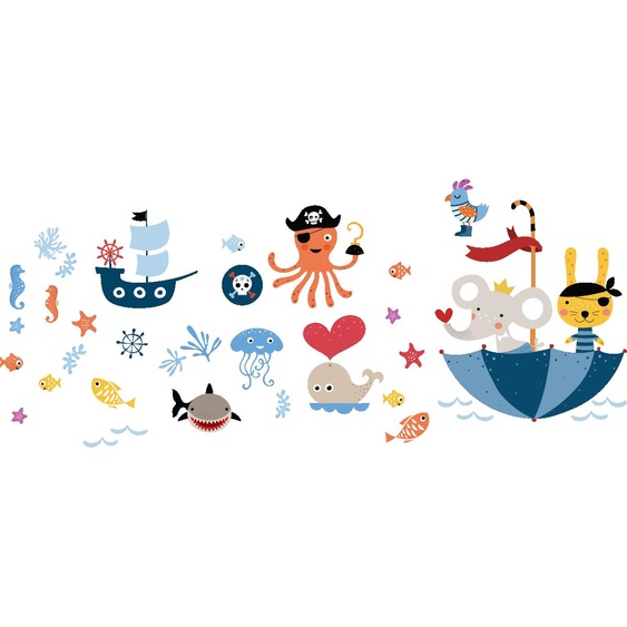 Ambiance-sticker Stickers animaux pirates et le parapluie fantastique
