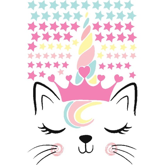 Ambiance-sticker Stickers enfant caticorn et 70 étoiles