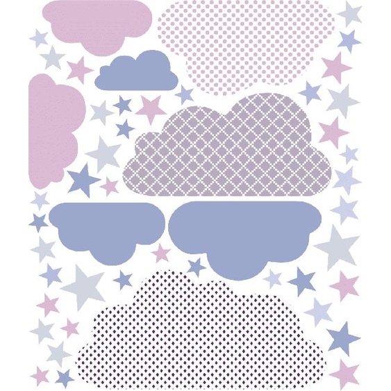 Ambiance-sticker Stickers enfant nuage scandinaves et étoiles brillantes
