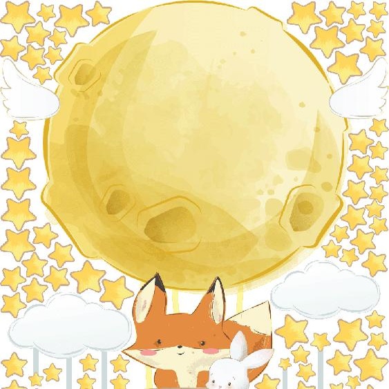 Ambiance-sticker Stickers renard voyageur et 80 étoiles