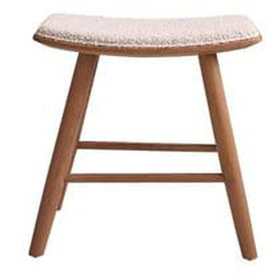 AMBRE  Tabouret en teck massif assise bouclette 45 cm