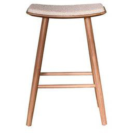 AMBRE  Tabouret en teck massif assise bouclette 65 cm