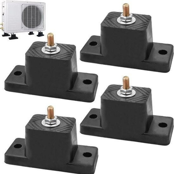 Amortisseurs de vibrations pour climatiseurs - Supports en caoutchouc - Isolation phonique, noir.