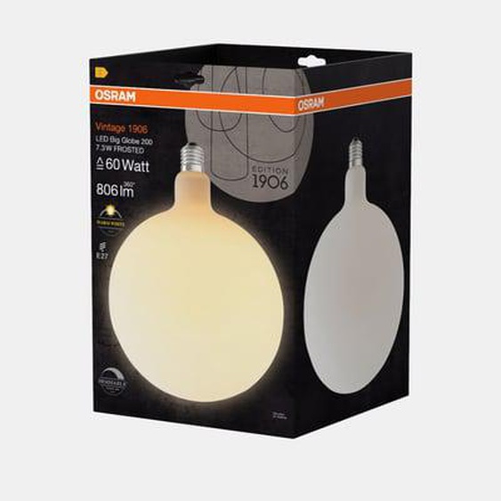 Ampoule LED Globe Edition 1906 blanc mat - 60W - 806 lm - E27 blanc chaud
