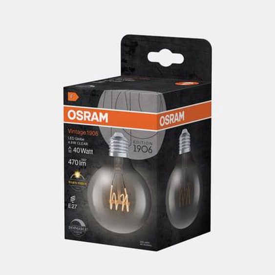Ampoule LED globe Edition 1906 filament variable clear fin - 40W - E27 - 470lm - blanc chaud - 80 mm