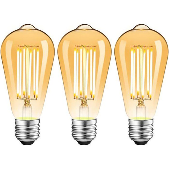 Ampoule LED Vintage, E27 10W LED Verre Ambré Ampoules, Equivalent à 100W, Blanc Chaud 2700K, 1000LM, ST64 Rétro Décorative Lampe