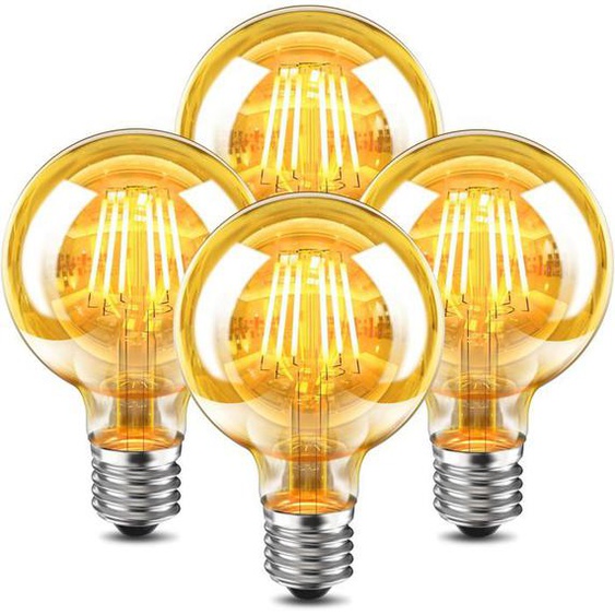 Ampoule LED Vintage, E27 6W LED Globe G80 Décorative Lampe, Blanc chaud 2700K, 700 lm, Non mable, Verre Ambré Rétro Lampe Idéal