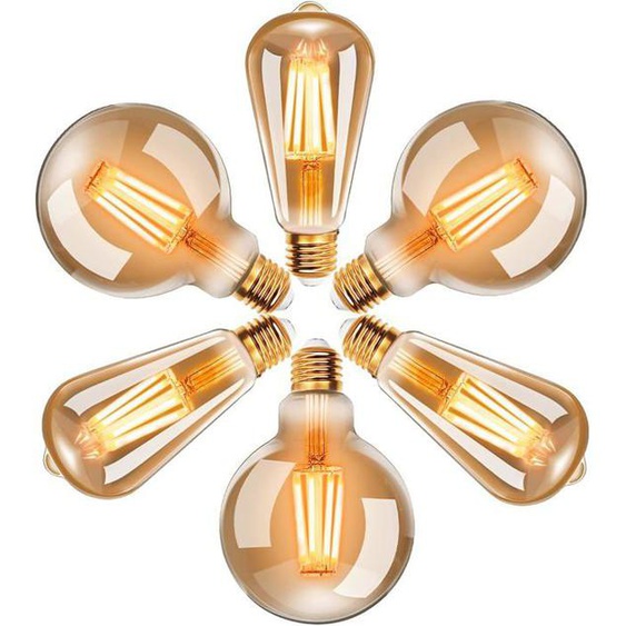 Ampoules Led 6W Edison Vintage G95+4W St64,Blanc Chaud 2200K E27,Equivalent À Ampoule Incandescente 54W 40W,Ampoule Rétro À
