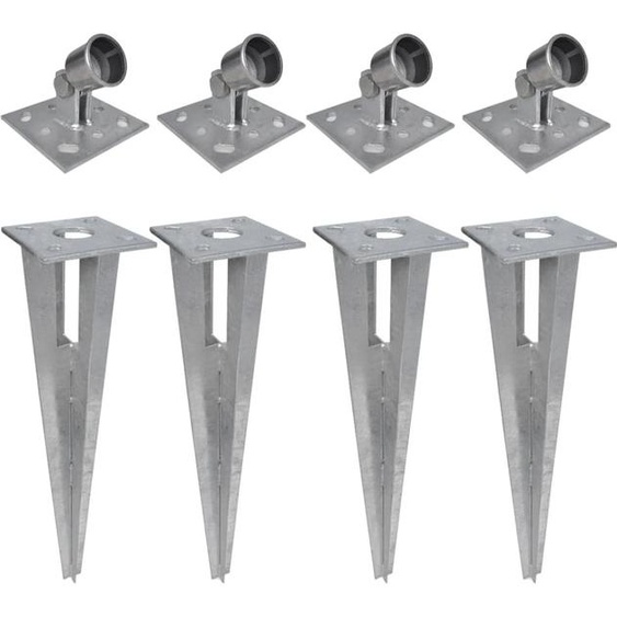 Ancrage au sol et plaque de contreventement 4 pcs. acier