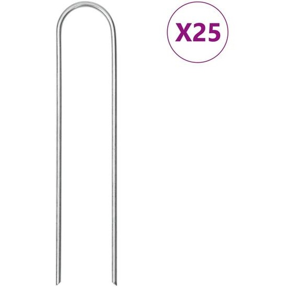 Piquets de sol en forme de U 25 pcs 15x3,5 cm acier galvanisé