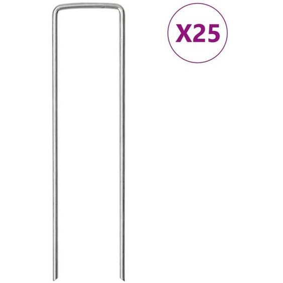 Piquets de sol en forme de U 25 pcs 15x3,5 cm acier galvanisé