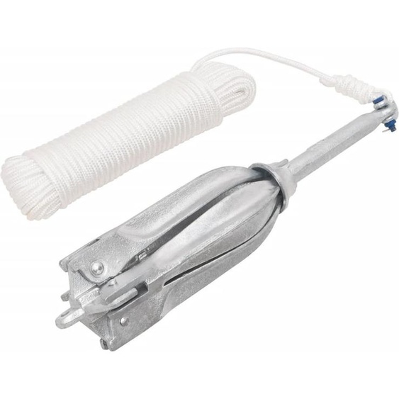 Ancre pliable avec corde argenté 10 kg fonte galvanisée à chaud