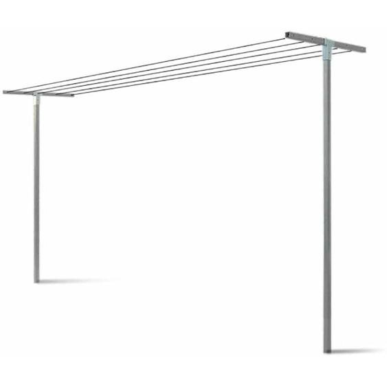 Andrys - Étendoir à Linge à Tube Carré, Démontable, à Encastrer, Sans Fils, avec Bouchons en pvc Noirs, en Acier, Couleur Grise, 80 x 40 x 220 cm, à