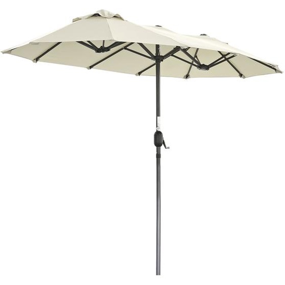 Angel Living 297 x 153cm Double parasol Parasol de marché Parasol de jardin Parasol de terrasse Protection solaire UV50+ (Cream)