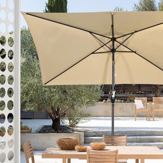 Angel Living 300x200cm Parasol avec manivelle et inclinaison pour terrasse de jardin Beige