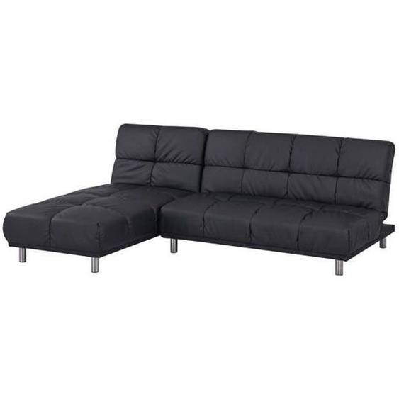 Angle Canapé-lit 2 places + meridienne réversible gauche - droite pour couchage d’appoint taille 120 x 229 cm en PU noir - MELLOW