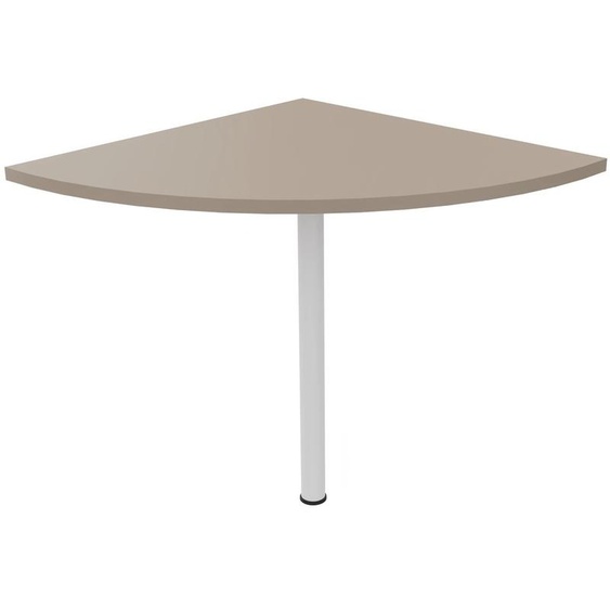 Angle de liaison arrondi 90° Biospace - Côtés 80 cm - Plateau Argile - Pied tube Blanc