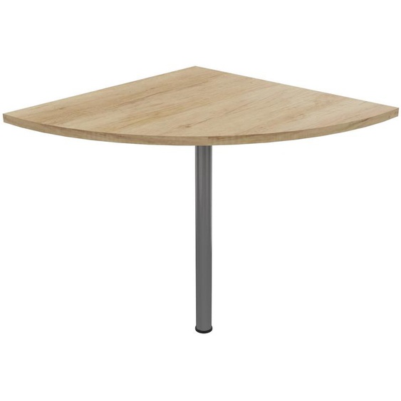 Angle de liaison arrondi 90° Biospace - Côtés 80 cm - Plateau Chêne Nebraska - Pied tube Aluminium