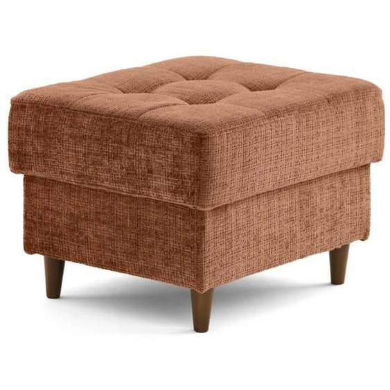 Anna - pouf en velours texturé - pieds en bois - Rouille