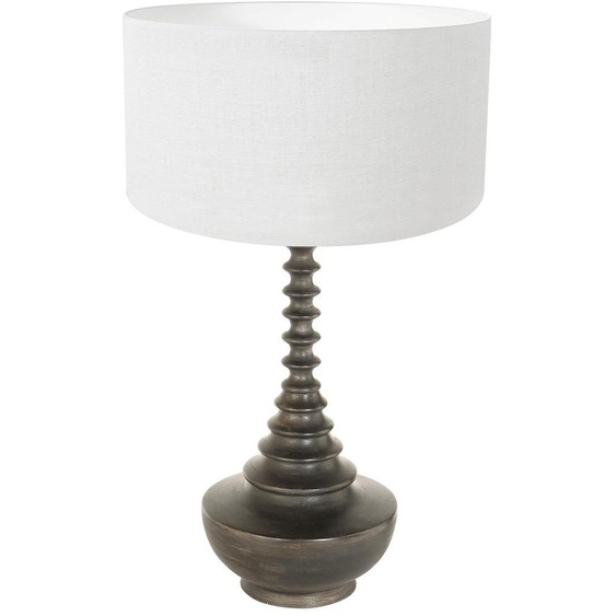 Lampe de table - noir - Bois - bois textile - Ø 40cm - E27 - 3760ZW - Anne Lighting