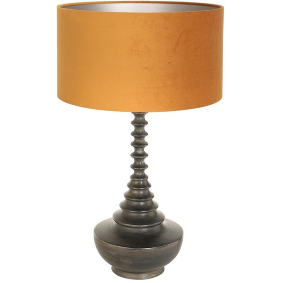 Anne Lighting - lampe de table - Bois - noir - bois velours tissu - Ø 40cm - E27 - 3759ZW