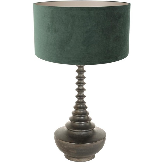 Anne Lighting - lampe de table - Bois - noir - bois velours tissu - Ø 40cm - E27 - 3762ZW