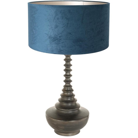 Anne Lighting - lampe de table - Bois - noir - bois velours tissu - Ø 40cm - E27 - 3763ZW