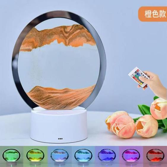 ANNEFLY veilleuse de peinture sur sable mouvant Télécommande tactile USB rechargeable Lampe de table 3D Lampe de chevet (Jaune)