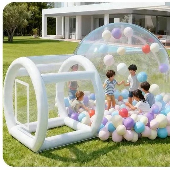 Anniversaire pour enfants - Tente géodésique transparente gonflable de 3 mètres - Installation rapide - Avec souffleur - Pour 5 à 8 personnes - PVC - Transparent