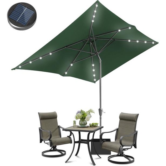 Aopunly Parasol Rectangulaire,Manivelle Pliable Fer Parasol de Balcon,Inclinable,2 x 3m,LED,Vert