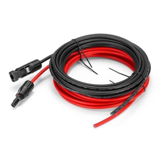 Aougo - 5 mètres 12 awg Câble dextension pour panneau solaire avec connecteurs MC4 femelle et mâle Kit dadaptateur (5m Rouge + 5m Noir)